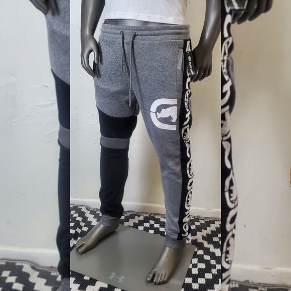 ECKO UNLTD BEST OF BOTH FLEECE JOGGER MEN'S SIZE L GREY WITH POCKETS BAND LOGO - Picture 1 of 10